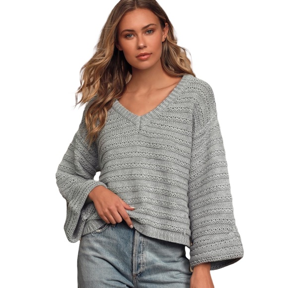 Lulus Sweaters - Lulus See Me Again Light Grey Ribbed Knit Sweater